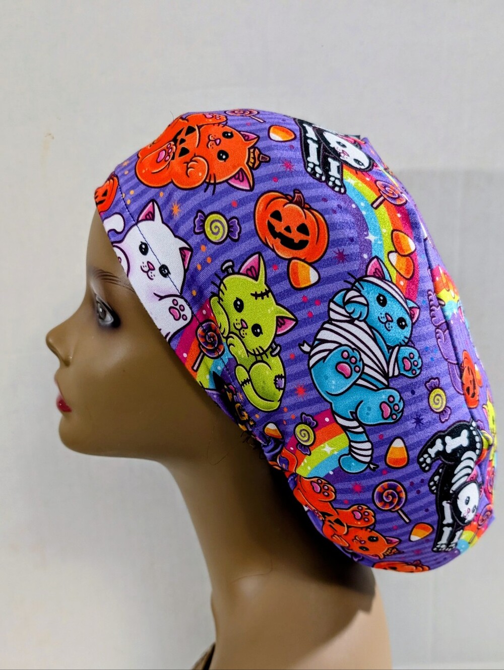 Halloween, Cats, Euro Style Scrub Cap, Scrub Cap